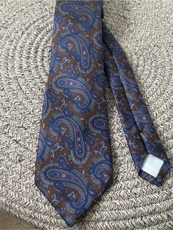 Gucci Other - Gucci Men's Necktie Blue Brown Paisley Silk 3.25” X 58” Made In Italy